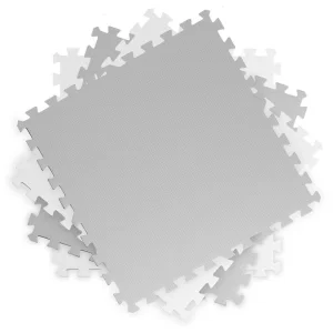 ​Covoras puzzle din spuma, 4 buc, ansamblat usor, impermeabil, fara BPA, alb si gri, 120x120x1 cm