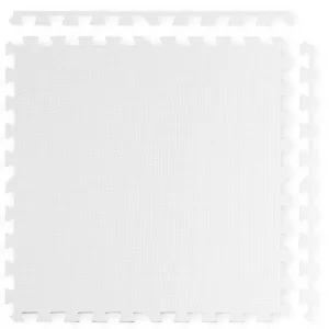 Covoras puzzle din spuma, 4 buc, ansamblat usor, impermeabil, fara BPA, alb si albastru, 120x120x1 cm