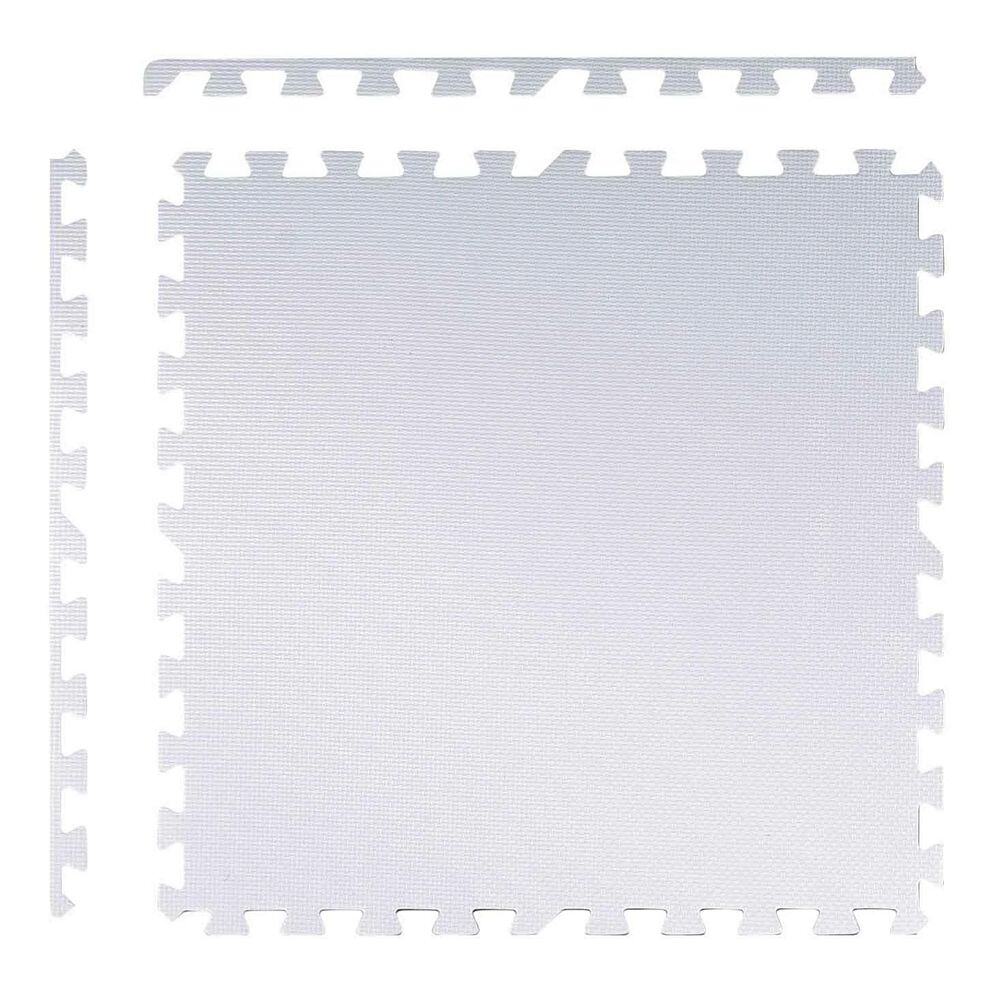 Covoras puzzle din spuma, 4 buc, ansamblat usor, impermeabil, fara BPA, alb si piersica, 120x120x1 cm 5