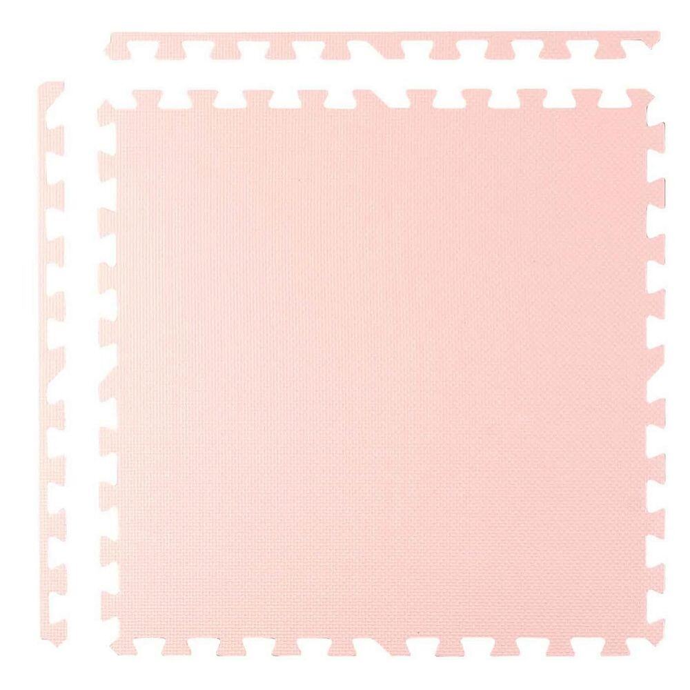 Covoras puzzle din spuma, 4 buc, ansamblat usor, impermeabil, fara BPA, alb si piersica, 120x120x1 cm 6