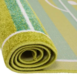 Covor camera copii DacEnergy©, confectionat din polipropilena, modelul viu colorat, asemenea unui teren de fobal, 120 x 170 cm, verde