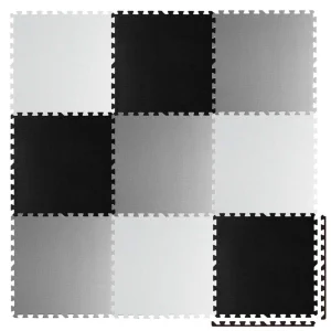 Covoras puzzle din spuma DacEnergy, 180 x 180 x 1 cm, 9 buc, culoarea gri si negru