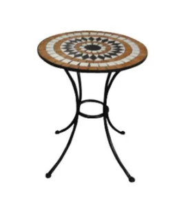 Set mobilier gradina DacEnergy©, cu masa rotunda si 2 scaune, confectionate din otel cu mozaic