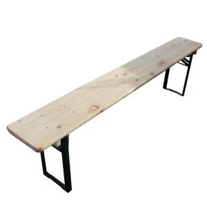 Set mobilier gradina DacEnergy©, cadru din otel, blatul si sezutul din lemn, dimeniuni 180 x 70 cm, culoare crem