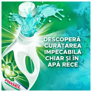 Ariel detergent de rufe lichid, Mountain Spring, 4.4 l, dur cu petele, bland cu hainele, 80 de spalari