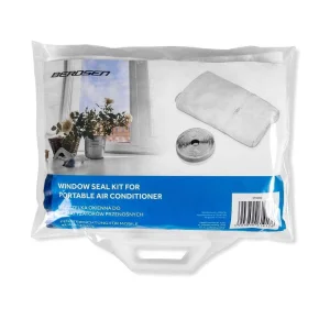 ​Garnitura geam pentru aer conditionat portabil, material rezistent la apa si lumina soarelui, banda autoadeziva cu Velcro, alb