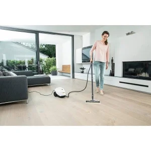 Curatitor cu abur Karcher, asigura o curatare temeinica fara substante chimice, 1 litru, timp de incalzire 5 min, 1900 W, alb si negru