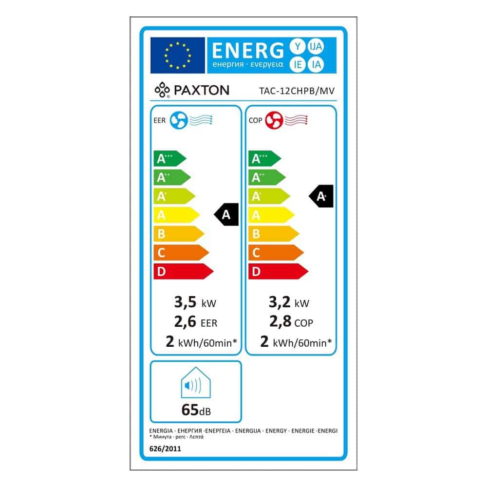 ​Aparat aer conditionat portabil Paxton, dezumidificare, mod auto, jaluzele automate, A/A+, functie incalzire, 12000 BTU, 220 - 240 V, 358 x 419 x 688 mm, alb 3