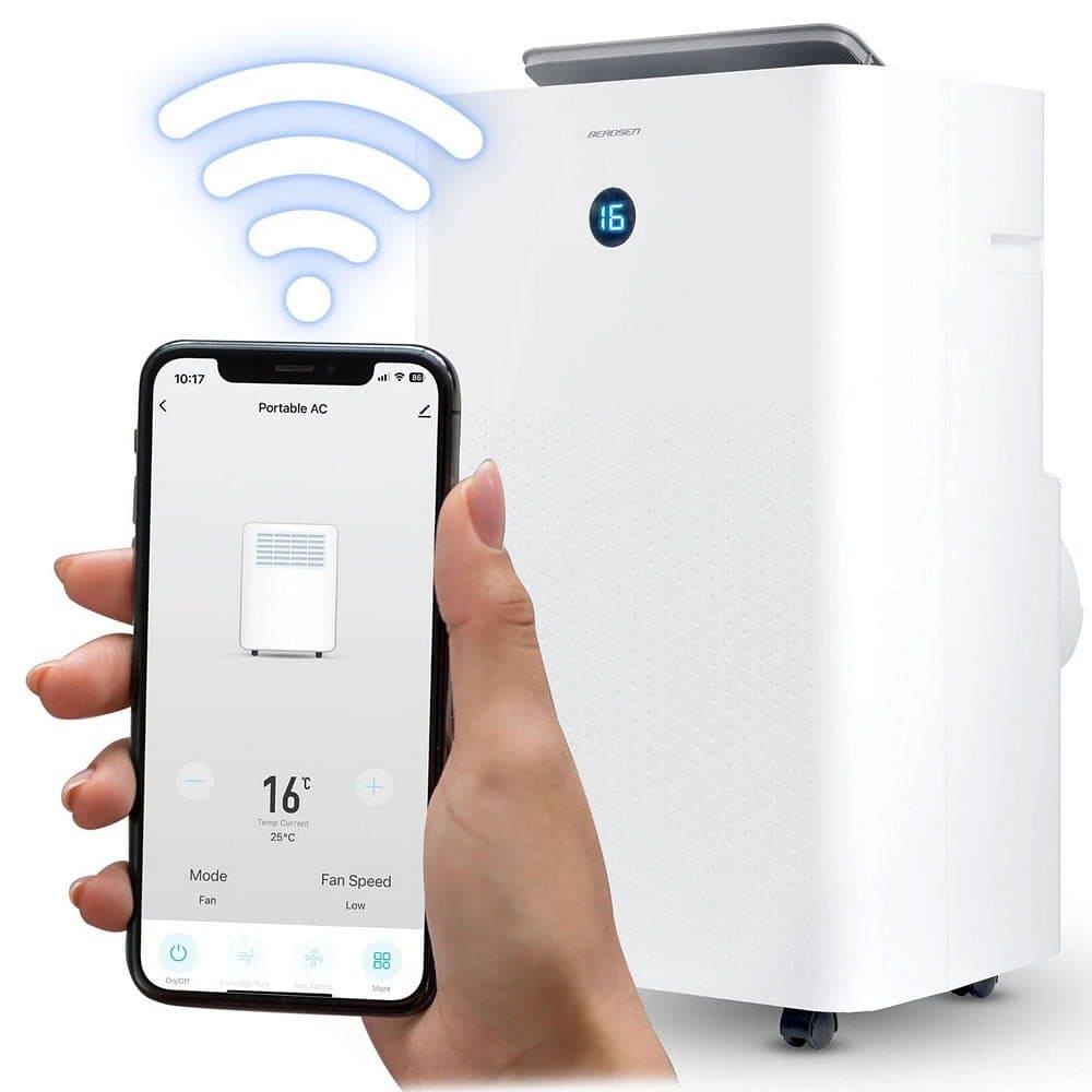 Aparat de aer conditionat portabil, raceste, incalzeste, dezumidifica, ventileaza, functie de somn, temperatura de la 16 la 32°C, afisaj LED, panou de control tactil, telecomanda, aplicatie Tuya, blocare pentru copii, 14000 BTU 3
