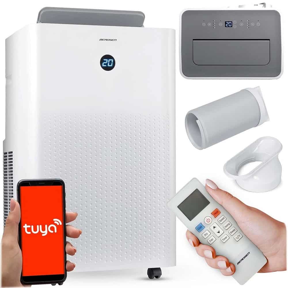 Aparat de aer conditionat portabil, raceste, incalzeste, dezumidifica, ventileaza, functie de somn, temperatura de la 16 la 32°C, afisaj LED, panou de control tactil, telecomanda, aplicatie Tuya, blocare pentru copii, 14000 BTU 6