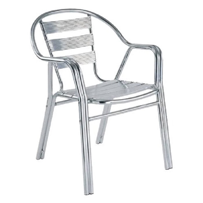 ​Set gradina DacEnergy©, realizat din otel inoxidabil, o masa rotunda, fixa, 2 scaune, interior / exterior, diametru de 70 cm, intretinere usoara, argintiu 2