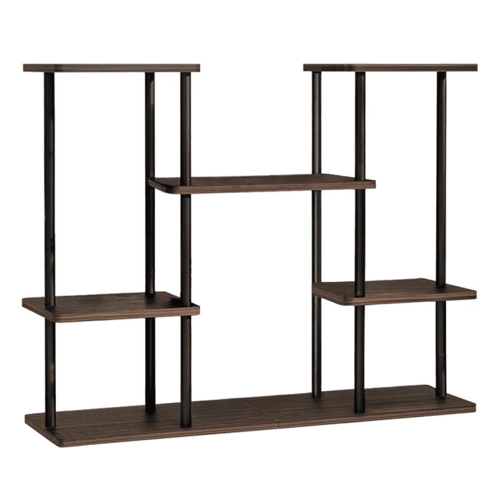 Suport pentru flori metalic, negru/lemn rustic, LEDER 2