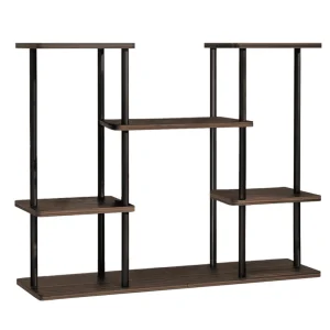 Suport pentru flori metalic, negru/lemn rustic, LEDER