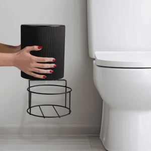 Cos de gunoi, fabricat din plastic si otel, design modern, 5 L, forma cilindrica, 22.5 x 19 x 19 cm, negru