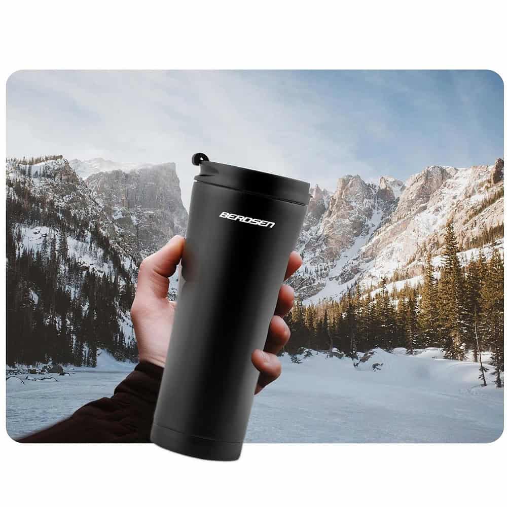 Termos, fabricat din otel inoxidabil,capac strans, forma ergonomica, capacitate 470 ml, negru 3