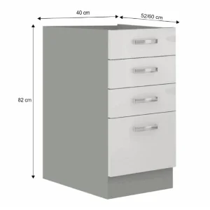Cabinet inferior, alb extra lucios/gri, PRADO 40 D 4S BB